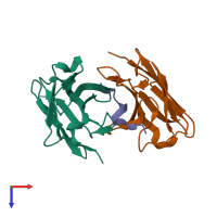 PDB entry 4r3s coloured by chain, top view.