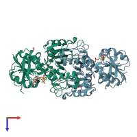 PDB entry 4r3w coloured by chain, top view.