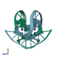 PDB entry 4r45 coloured by chain, side view.