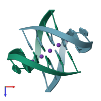 PDB entry 4r45 coloured by chain, top view.