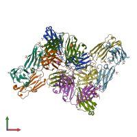 PDB entry 4r4b coloured by chain, front view.