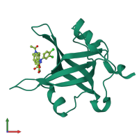 PDB entry 4r4q coloured by chain, front view.