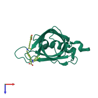 PDB entry 4r4t coloured by chain, top view.