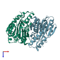 PDB 4r4y coloured by chain and viewed from the top.