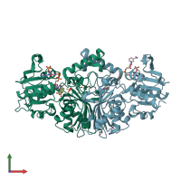 PDB entry 4r51 coloured by chain, front view.