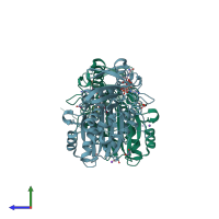 PDB entry 4r51 coloured by chain, side view.