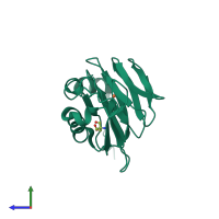 PDB entry 4r52 coloured by chain, side view.
