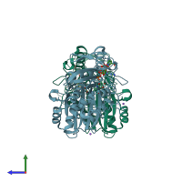 PDB entry 4r54 coloured by chain, side view.