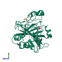 PDB entry 4r5a coloured by chain, side view.