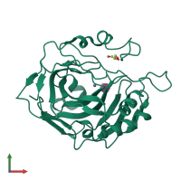 PDB entry 4r5b coloured by chain, front view.