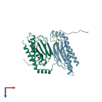 PDB entry 4r5g coloured by chain, top view.