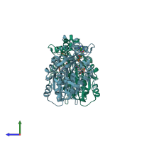 PDB entry 4r5m coloured by chain, side view.