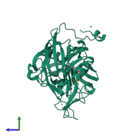 PDB entry 4r5n coloured by chain, side view.