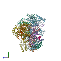 PDB entry 4r5p coloured by chain, side view.