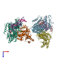 PDB entry 4r5p coloured by chain, top view.