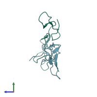 PDB entry 4r5r coloured by chain, side view.