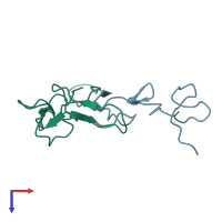 PDB entry 4r5r coloured by chain, top view.