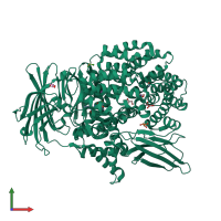 PDB entry 4r5t coloured by chain, front view.