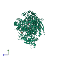 PDB entry 4r5t coloured by chain, side view.