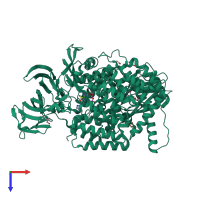 PDB entry 4r5t coloured by chain, top view.