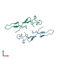 PDB entry 4r5u coloured by chain, front view.