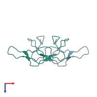 PDB entry 4r5u coloured by chain, top view.
