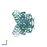 PDB entry 4r5y coloured by chain, side view.