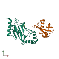 PDB entry 4r62 coloured by chain, front view.