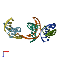 PDB entry 4r6m coloured by chain, top view.