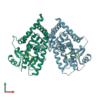 PDB entry 4r6s coloured by chain, front view.