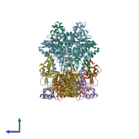 PDB entry 4r71 coloured by chain, side view.