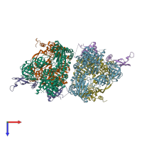 PDB entry 4r71 coloured by chain, top view.