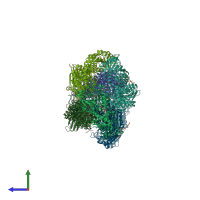 PDB entry 4r76 coloured by chain, side view.