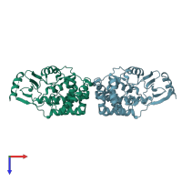PDB entry 4r77 coloured by chain, top view.