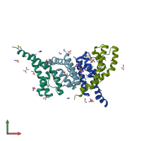 PDB entry 4r7c coloured by chain, front view.