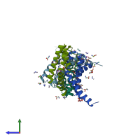 PDB entry 4r7c coloured by chain, side view.