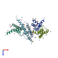 PDB entry 4r7c coloured by chain, top view.