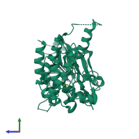 PDB entry 4r7h coloured by chain, side view.