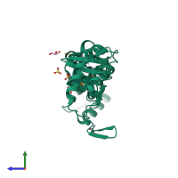 PDB entry 4r7q coloured by chain, side view.