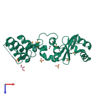 PDB entry 4r7q coloured by chain, top view.