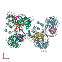 PDB entry 4r89 coloured by chain, front view.
