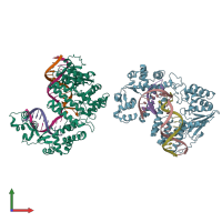 PDB entry 4r8a coloured by chain, front view.