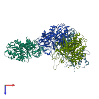 PDB entry 4r8f coloured by chain, top view.