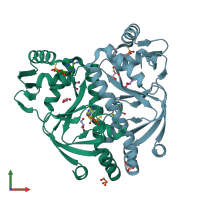 PDB entry 4r8h coloured by chain, front view.