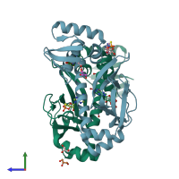PDB entry 4r8h coloured by chain, side view.