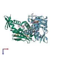 PDB entry 4r8h coloured by chain, top view.