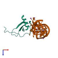 PDB entry 4r8i coloured by chain, top view.