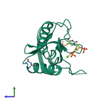 PDB entry 4r8n coloured by chain, side view.