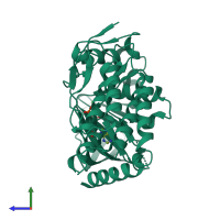PDB entry 4r8q coloured by chain, side view.