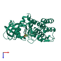 PDB entry 4r8q coloured by chain, top view.